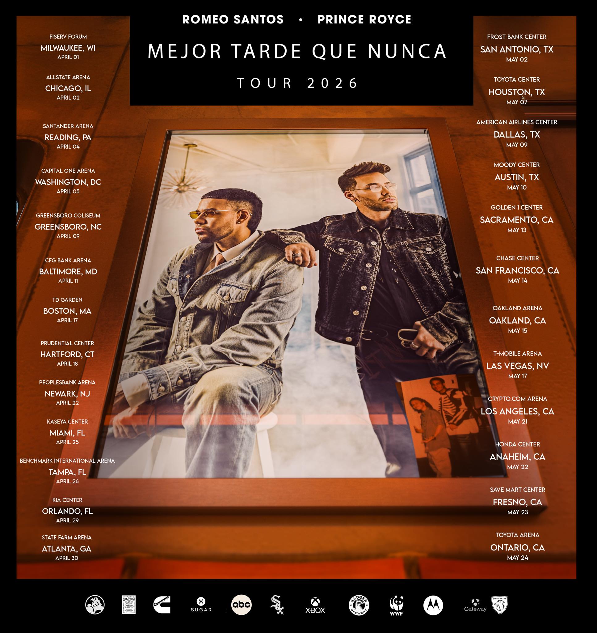 Prince Royce Mejor Tarde Que Nunca Tour Poster 2026