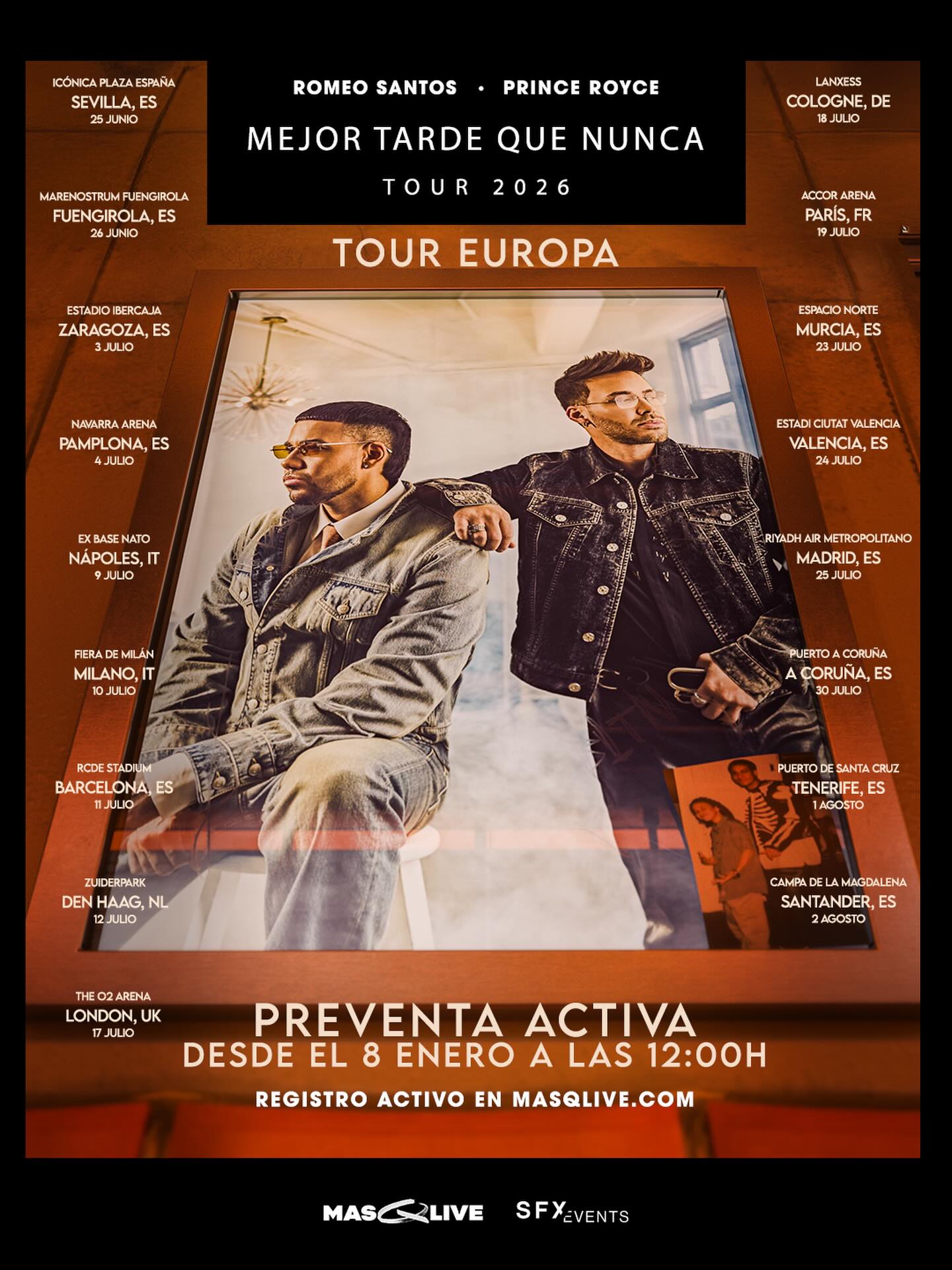 Prince Royce Mejor Tarde Que Nunca Tour Poster 2026